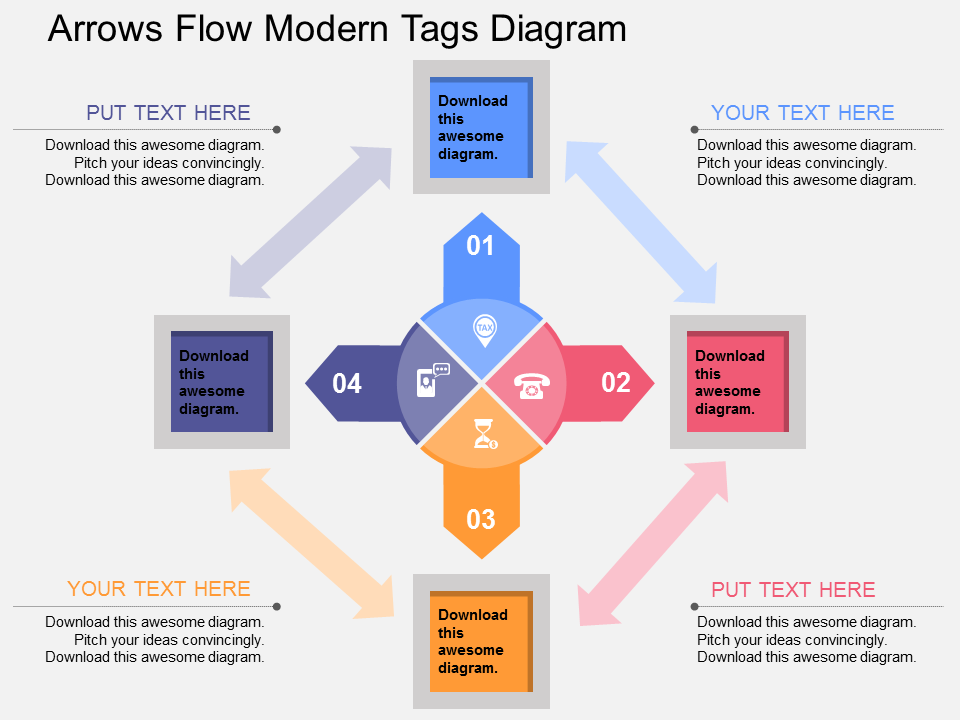 Arrows Flow Modern Tags Diagram PowerPoint Template