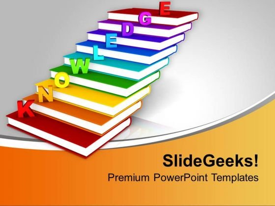 Knowledge On Books As Staircase Education PowerPoint Templates