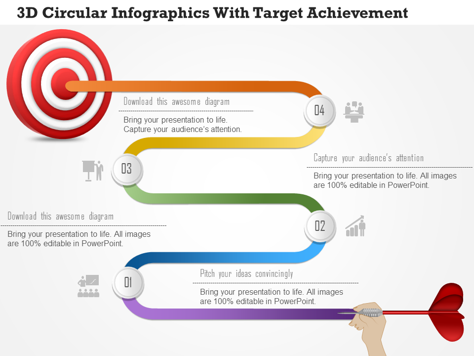 Business Diagram 3d Circular Infographics With Target Achievement PowerPoint Template