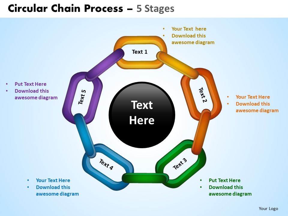 PowerPoint Process Chart Circular Chain PPT Template