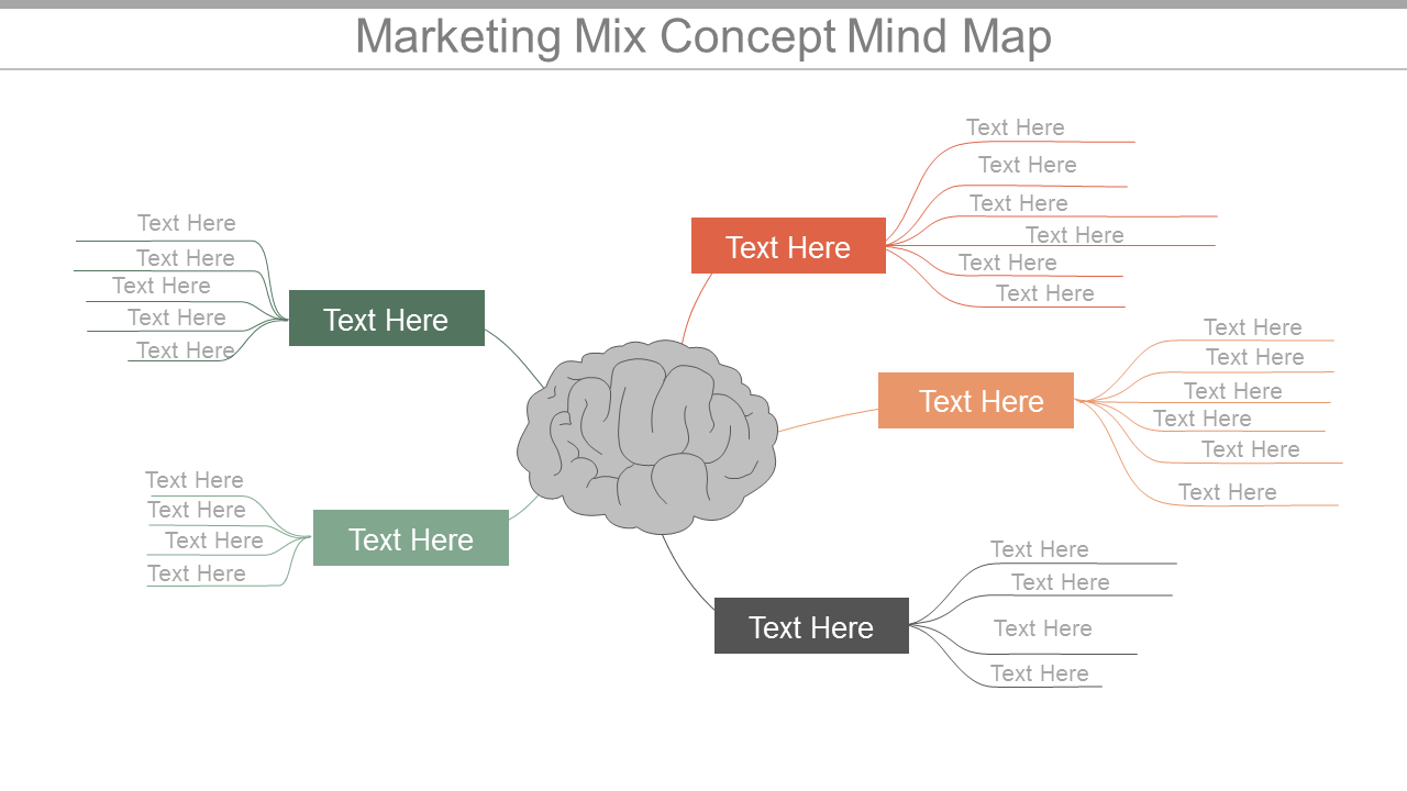 Marketing Mix Concept Mind Map PowerPoint Slides